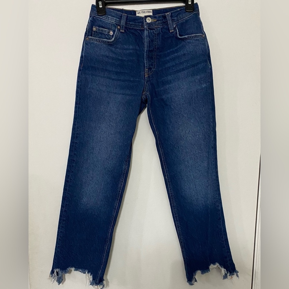 We The Free Free People Jeans for Maggie Button Fly Frey Straight Leg